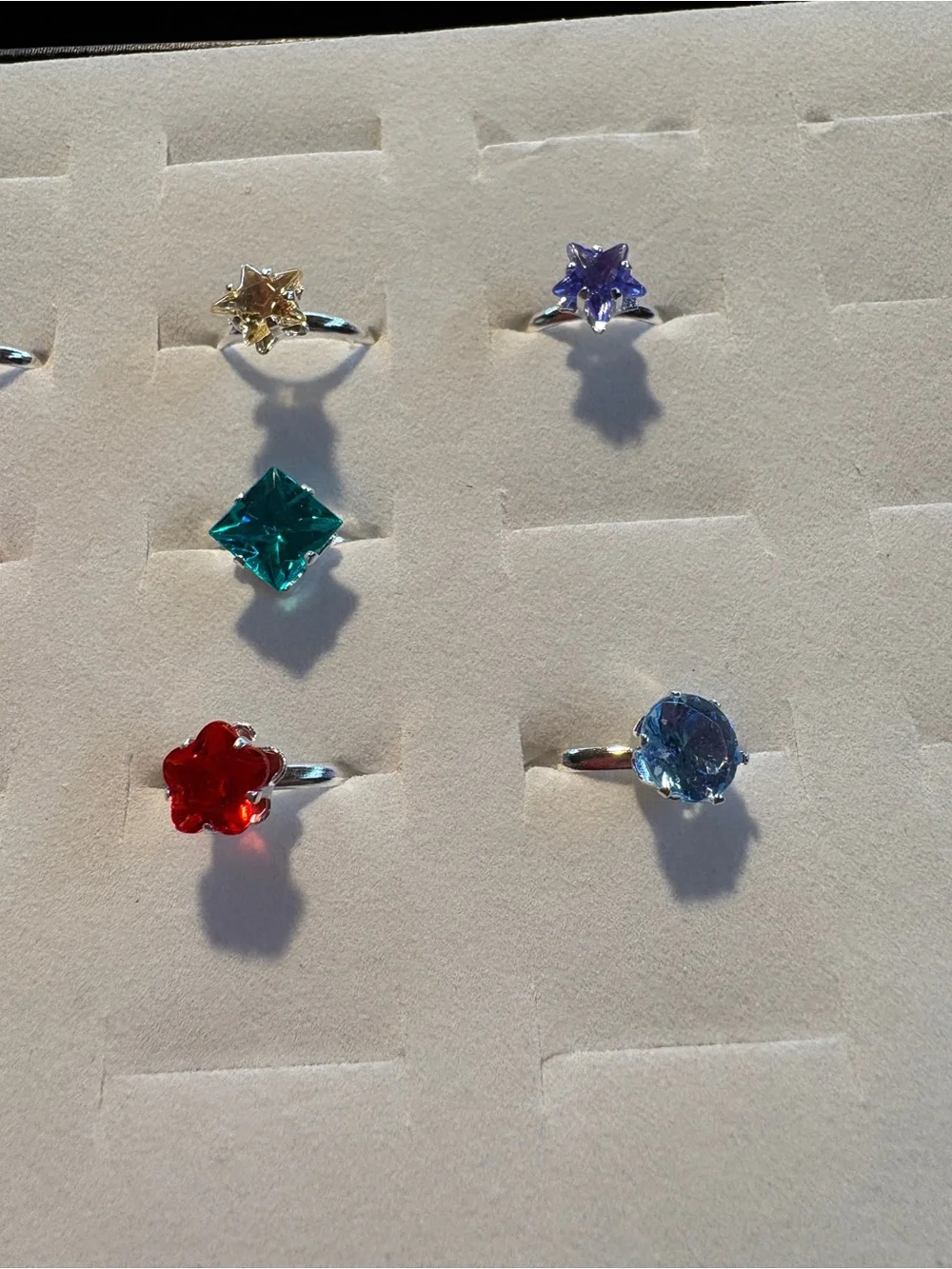 Multi-Color Kids Crystal Fashion Ring Collection - Assorted Gem Styles